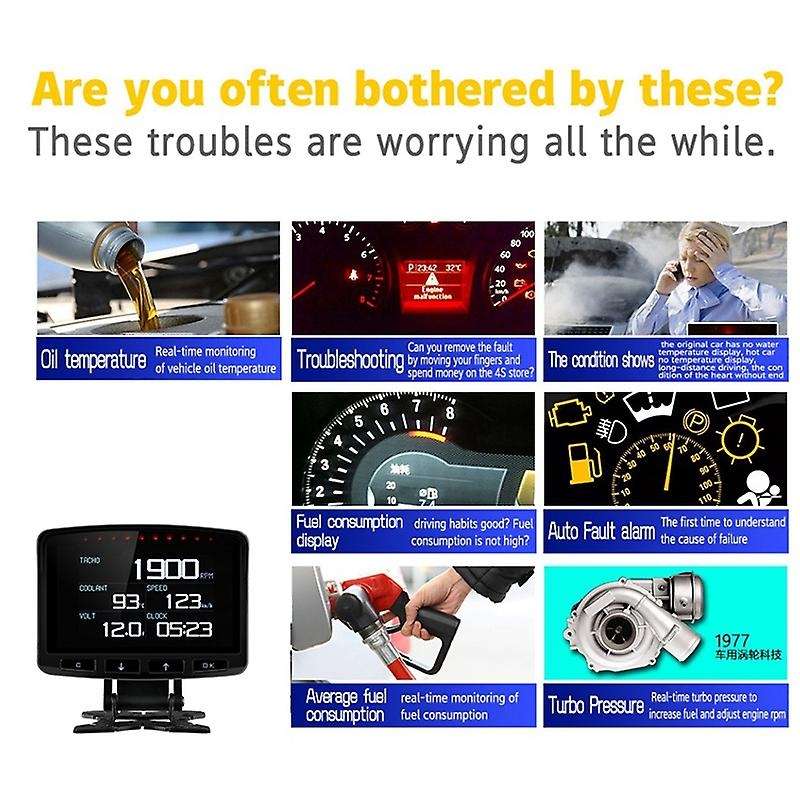 A208C Car OBD HUD Multi Functional Digital Meter Speedometer Computer Head-Up Display