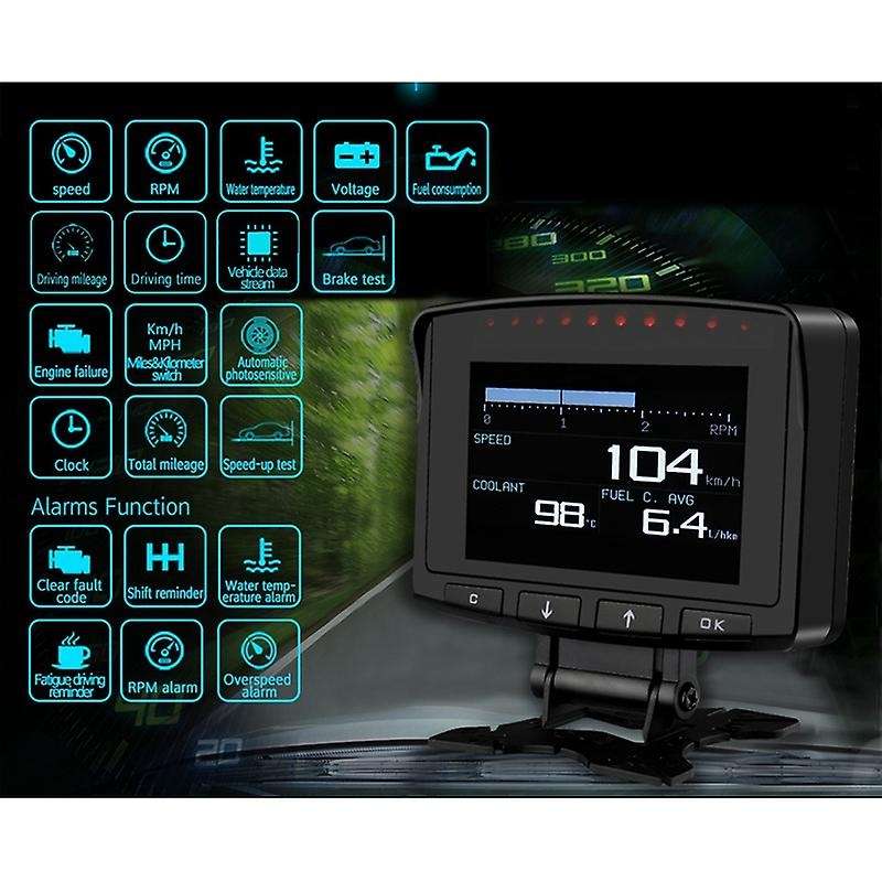 A208C Car OBD HUD Multi Functional Digital Meter Speedometer Computer Head-Up Display