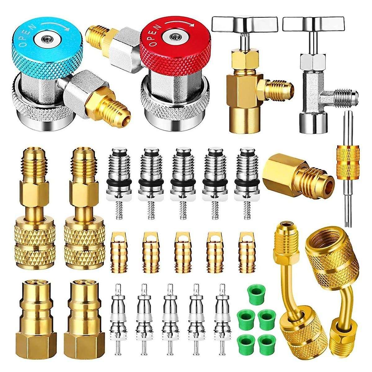 AC R134A Adapter Quick Coupler Kit, R134a Tank Tap Valve R134a to R22/410a for Air Conditioning Refr
