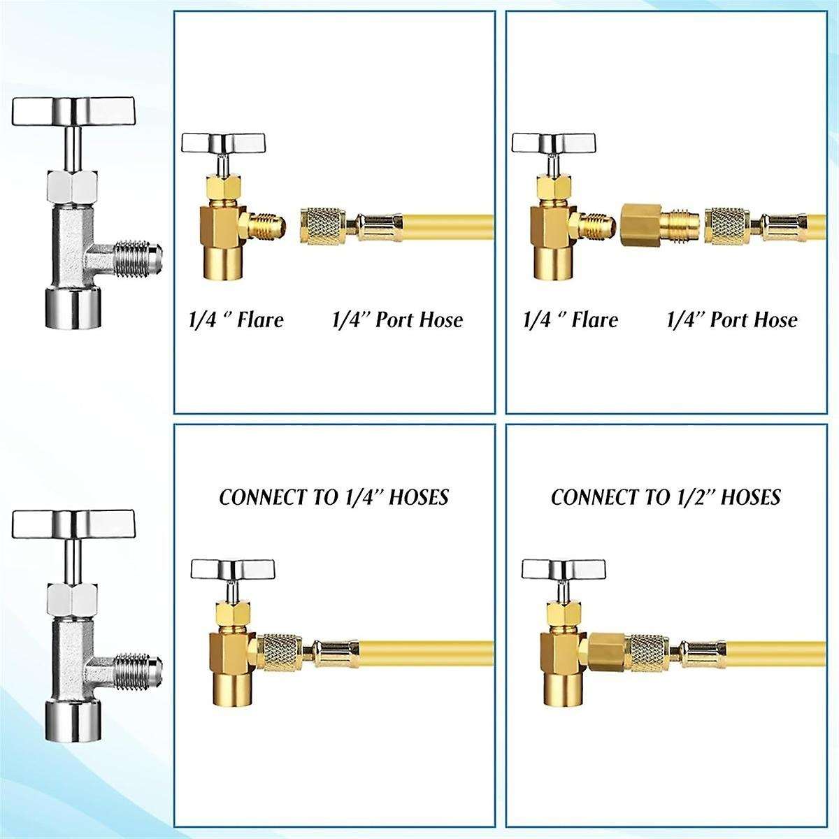 AC R134A Adapter Quick Coupler Kit, R134a Tank Tap Valve R134a to R22/410a for Air Conditioning Refr