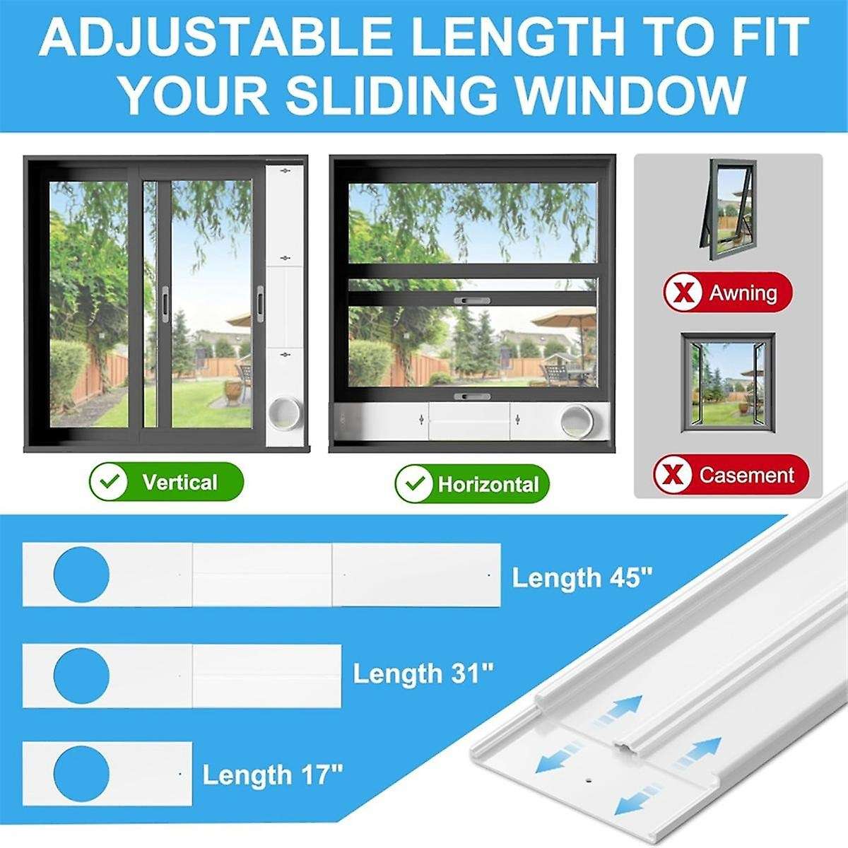 AC Window Ventilation Kit with 5.1 Inch and 5.9 Inch Universal Hose Adapter Portable Air Conditioner