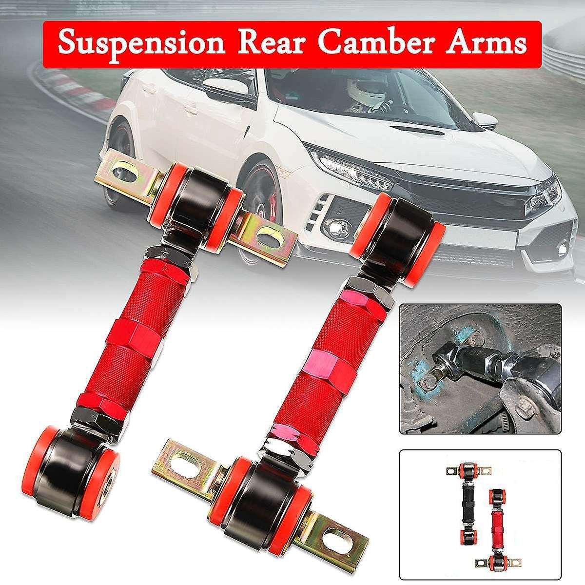 Adjustable Car Rear & Suspension Rear Camber Control Arms Kit Angle Camber Arm for CRX Del Sol Black