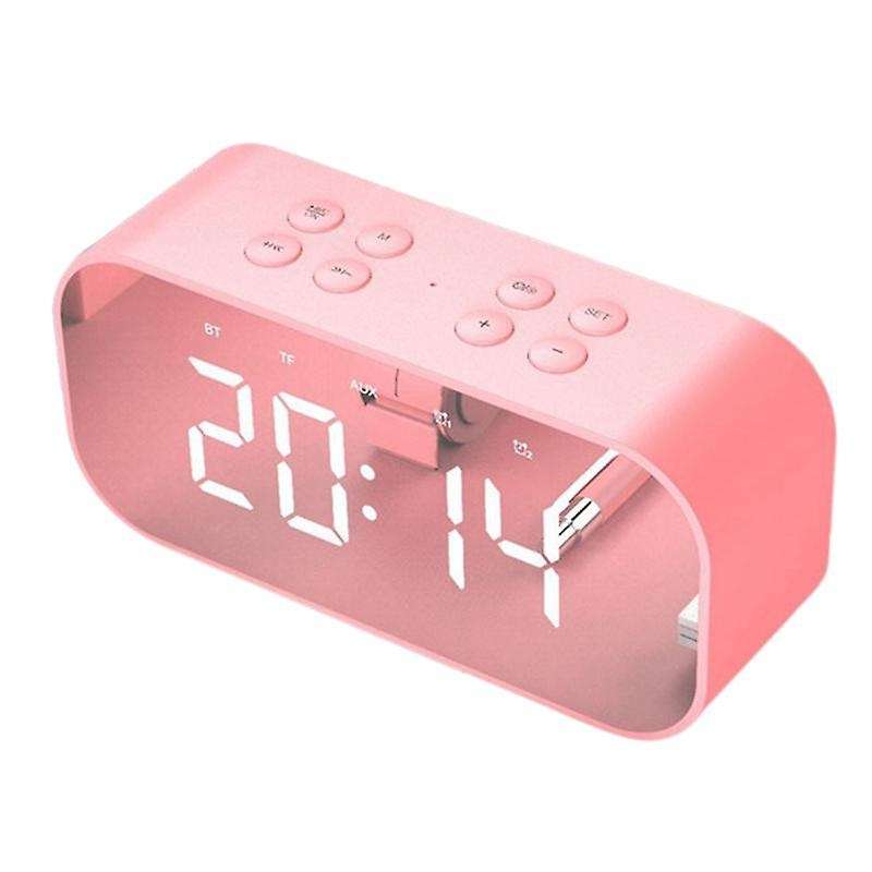 Alarm Clock for Bedroom,digital Clock with Bluetooth Speaker, Pink