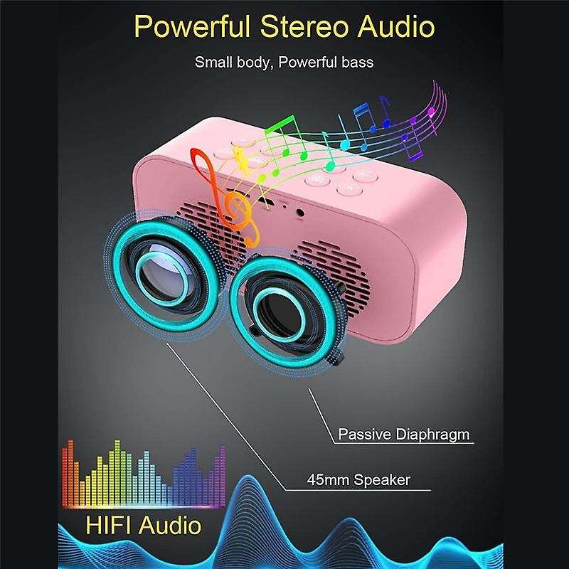 Alarm Clock for Bedroom,digital Clock with Bluetooth Speaker, Pink