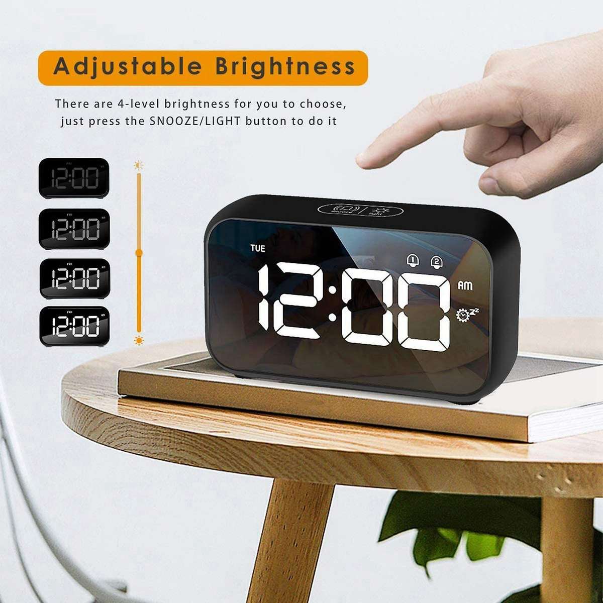Alarm Clock, Digital Clock with Snooze, Nap Timer and USB Charging with Dual Alarms for Bedroom,Beds