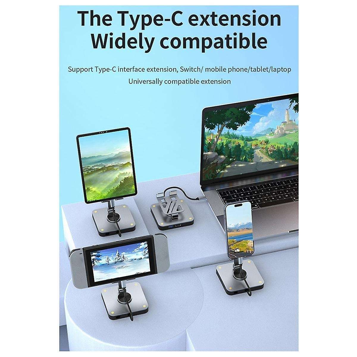 Aluminum Alloy Folding Rotating Stand Docking Station Game Switch Console Base 4K HD Projection Scr