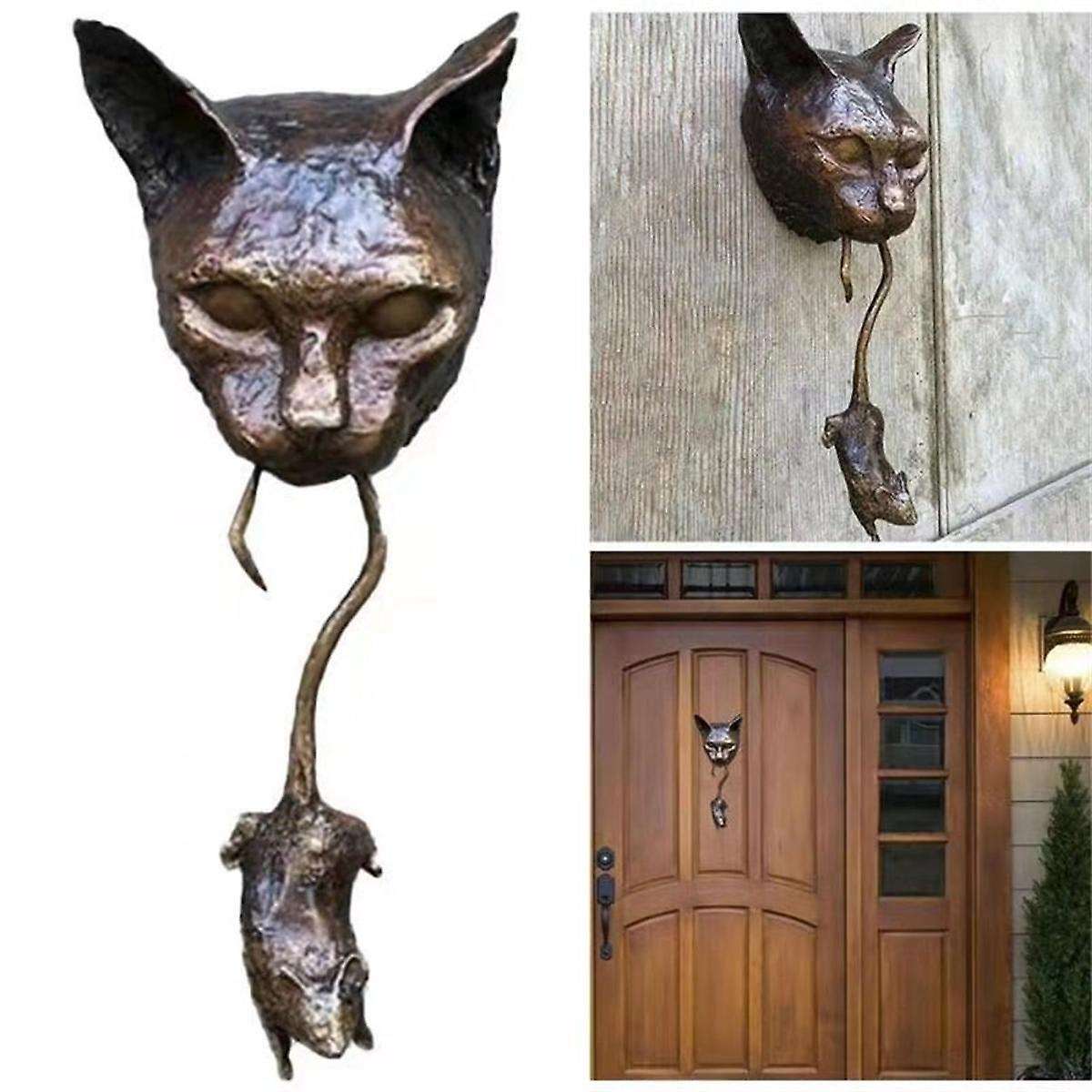 And Mouse Wall Hangings Door Knocker Sculpture Brown Cast Front Door Decor Handmade