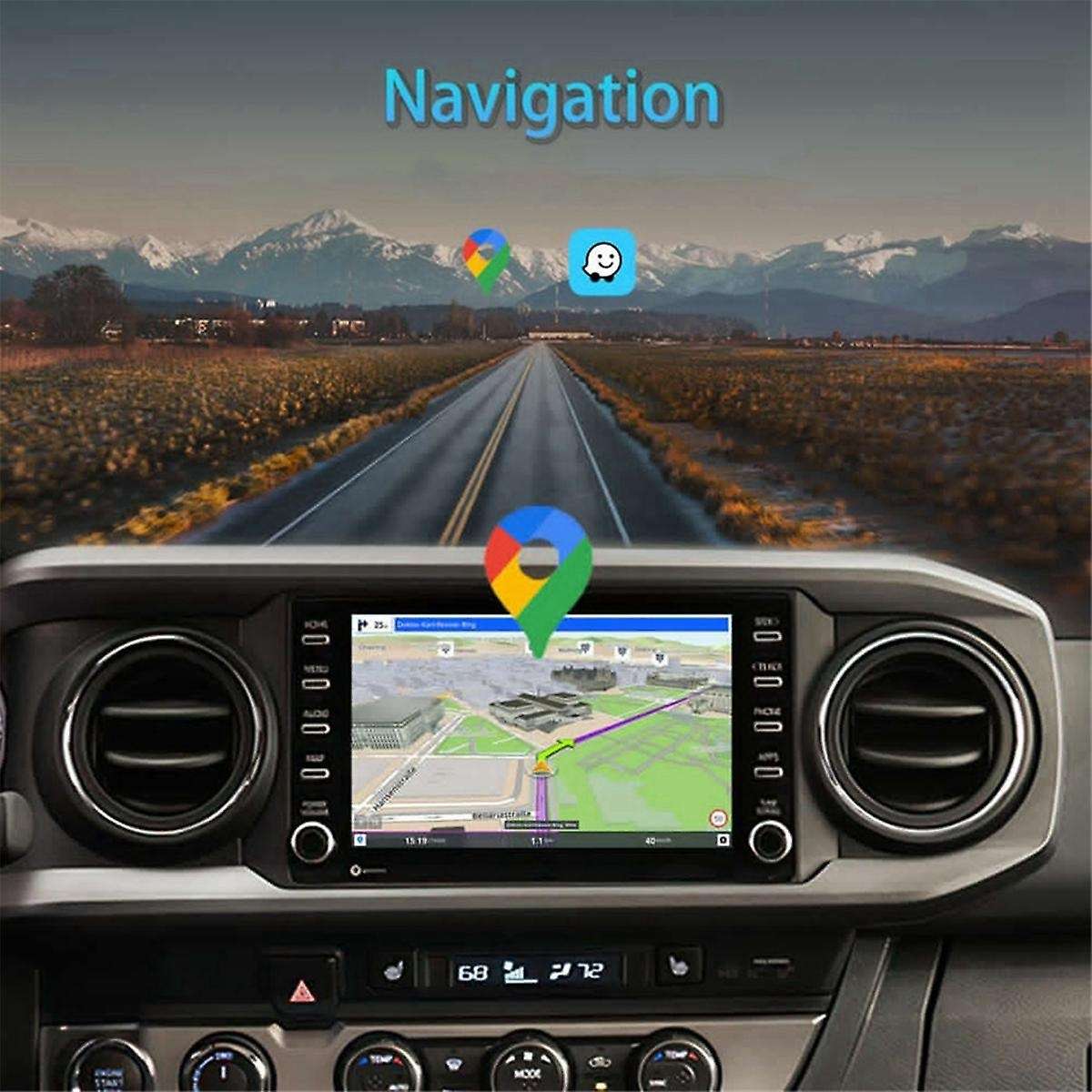 Android 13 Wired to Wireless Carplay AI Box Android Auto GPS BT Adapter 2+32G and Radio CD/ DVD Dish