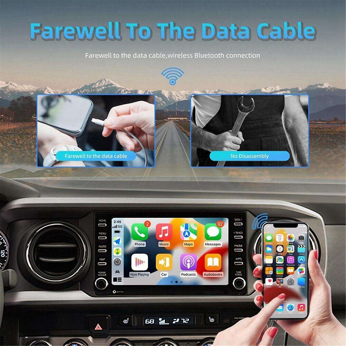 Android 13 Wired to Wireless Carplay AI Box Android Auto GPS BT Adapter 2+32G and Radio CD/ DVD Dish