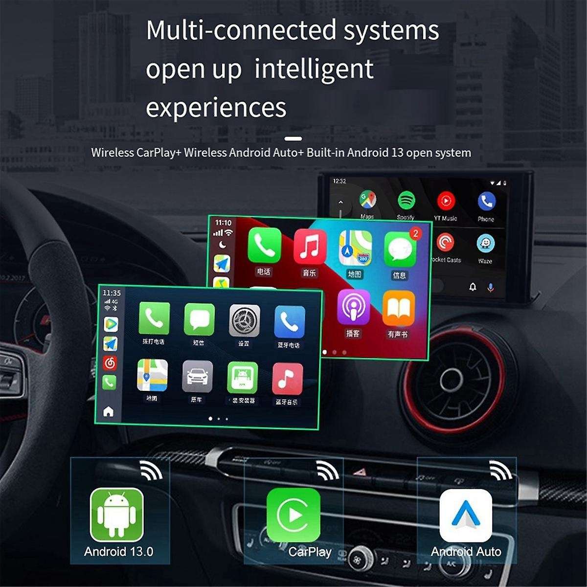 Android 13 CarPlay Tv Box QCM6125 8-Cores Wireless CarPlay/Android Auto Support FOTA Upgrade Wifi BL