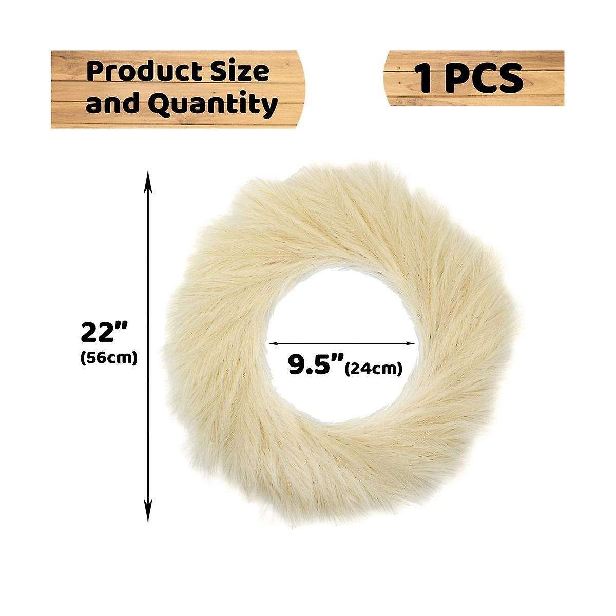 Artificial Pampas Grass Wreath, 22inch Faux Pampas Grass Decor Boho Decoration (beige)