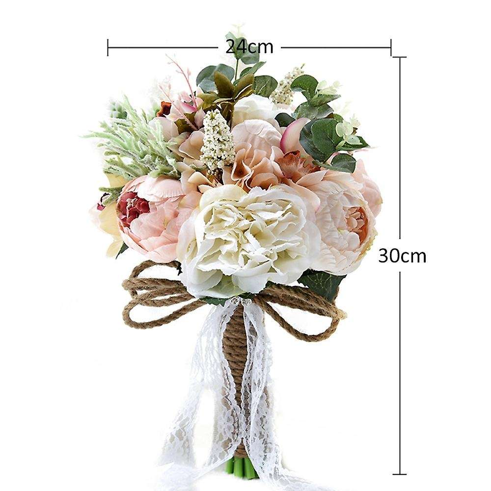 Artificial Peony Flower Bouquet for Bride Bridesmaid Handmade Wedding Bouquet Silk Bridal Bouquet H