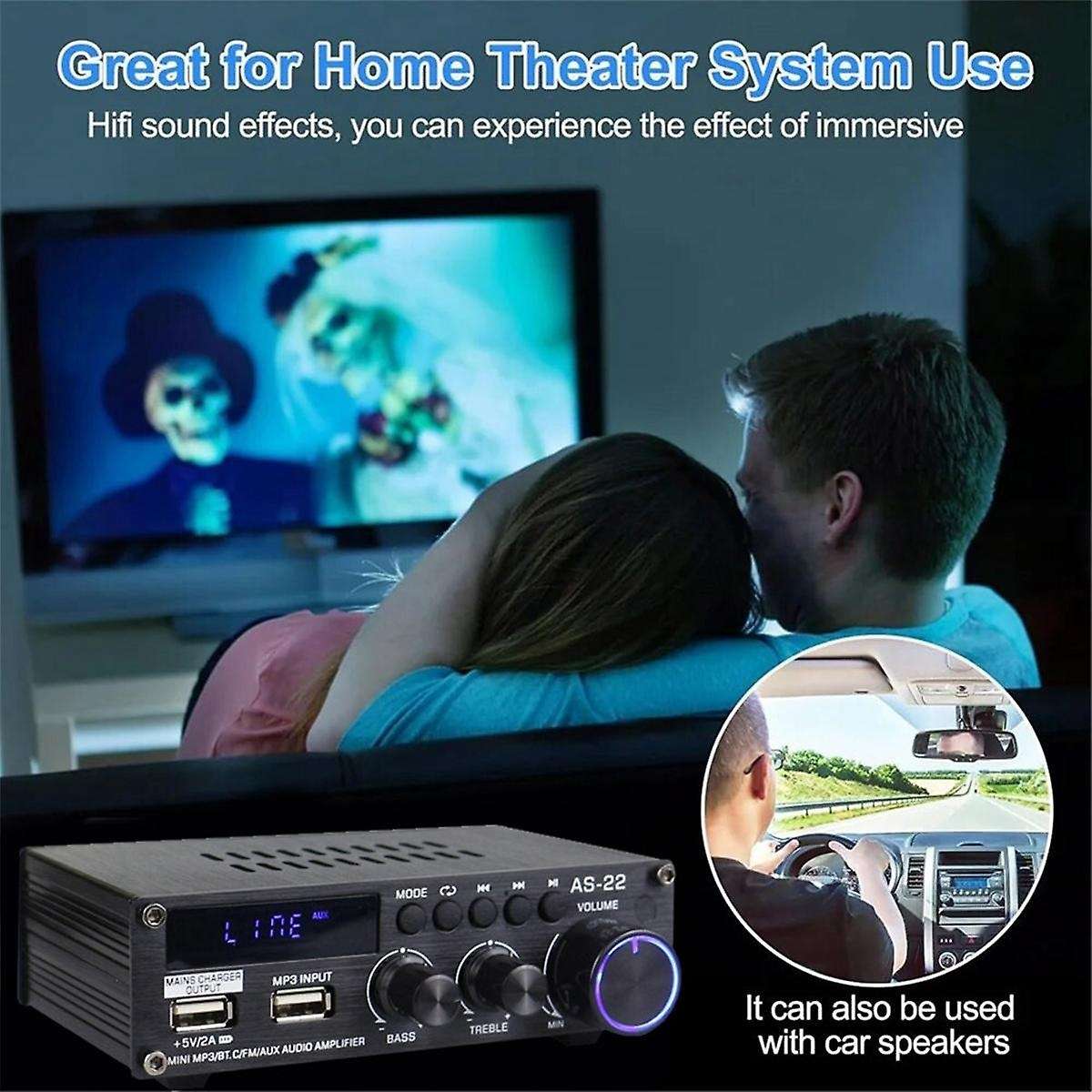 AS22 HiFi Digital Amplifier 30Wx2 2.0 Channel Digital Bluetooth Amplifier Audio Amplifier Receiver f