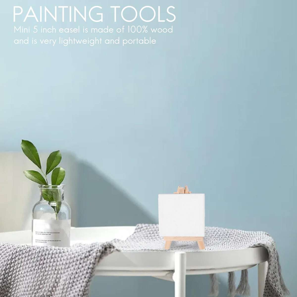 Artists 3 Inch X3 Inch Mini Canvas & 5 Inch Mini Easel Set Painting Craft Drawing - Set Contains: 1