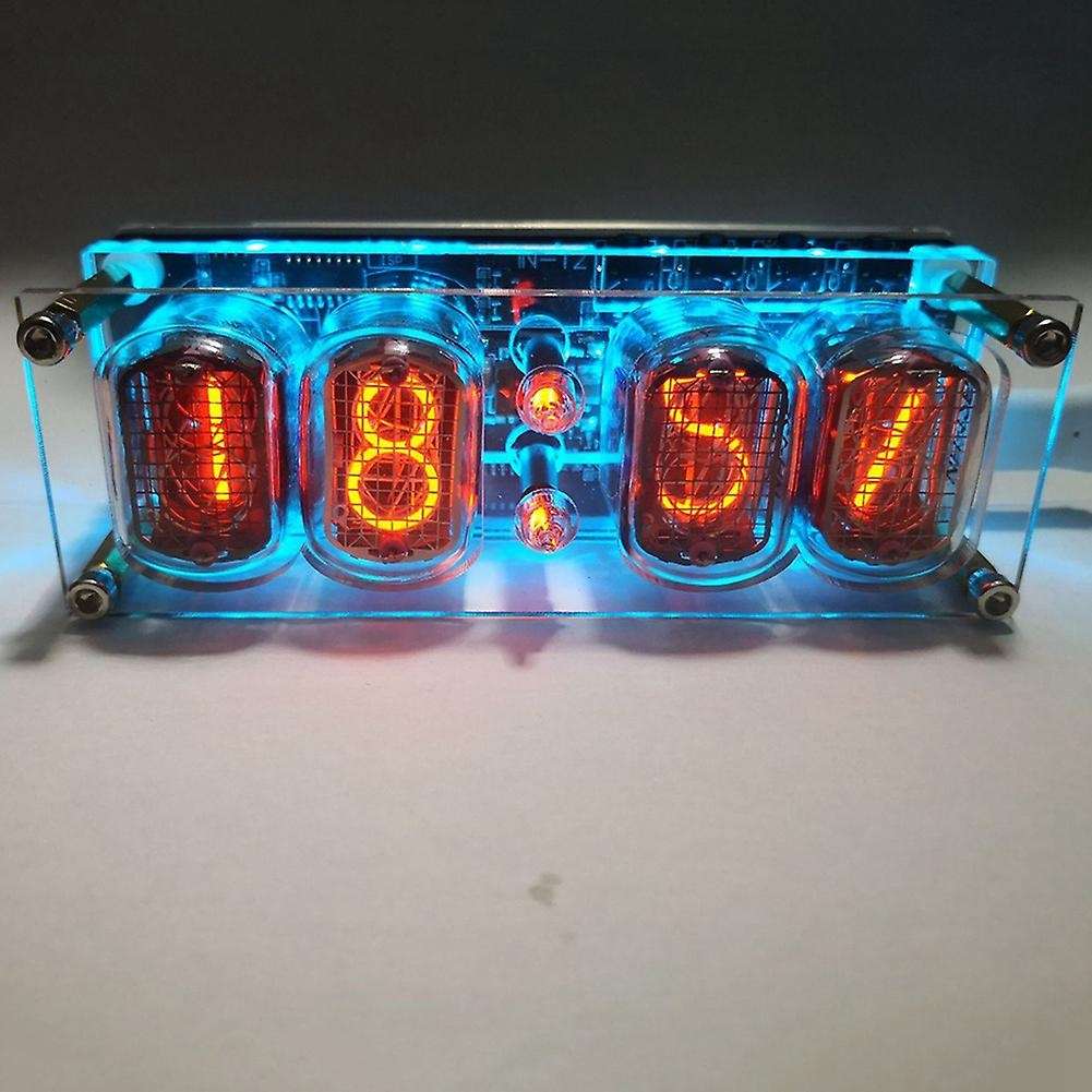 Assembled IN-12 Glow Tube 4-Digit Clock Colorful LED Backlight DS3231 Nixie Clock DC5V USB Electroni