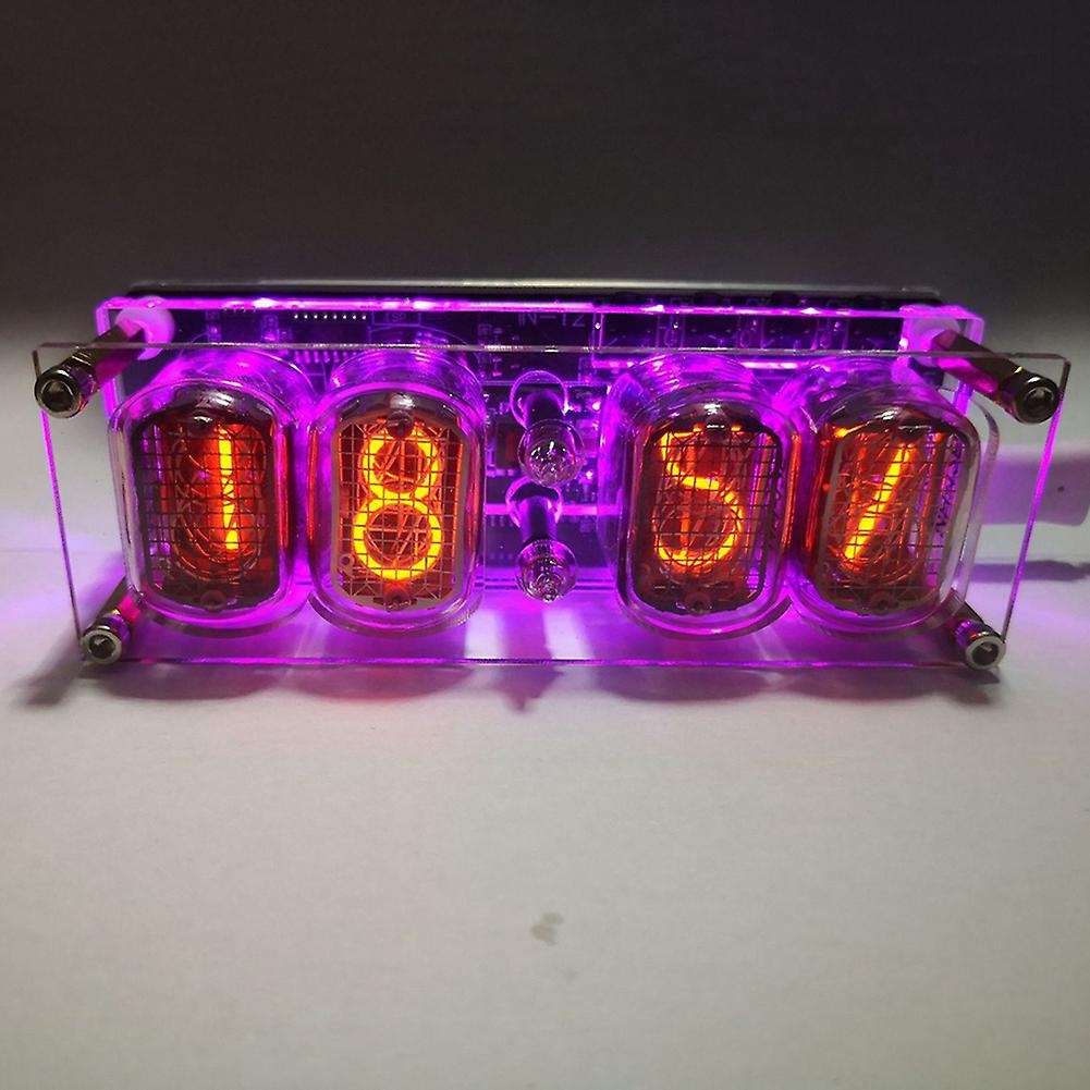 Assembled IN-12 Glow Tube 4-Digit Clock Colorful LED Backlight DS3231 Nixie Clock DC5V USB Electroni