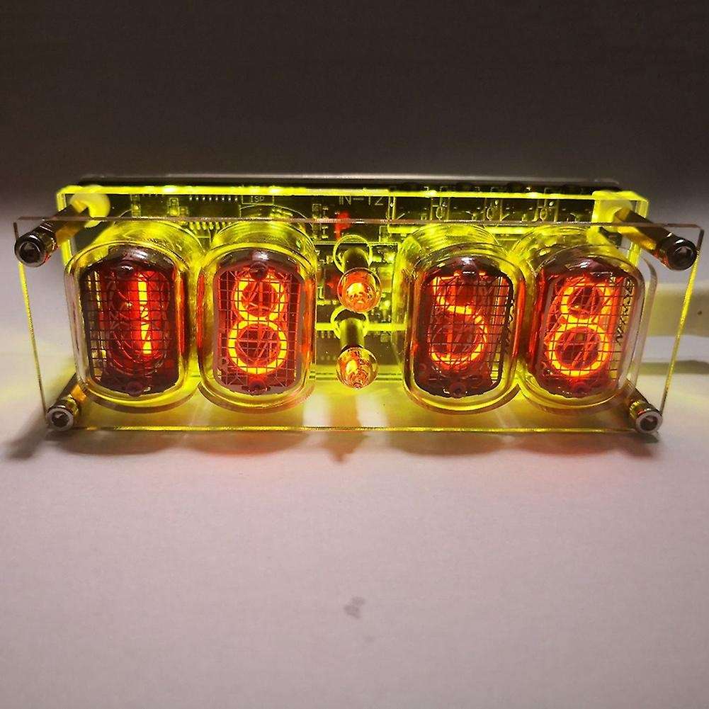 Assembled IN-12 Glow Tube 4-Digit Clock Colorful LED Backlight DS3231 Nixie Clock DC5V USB Electroni