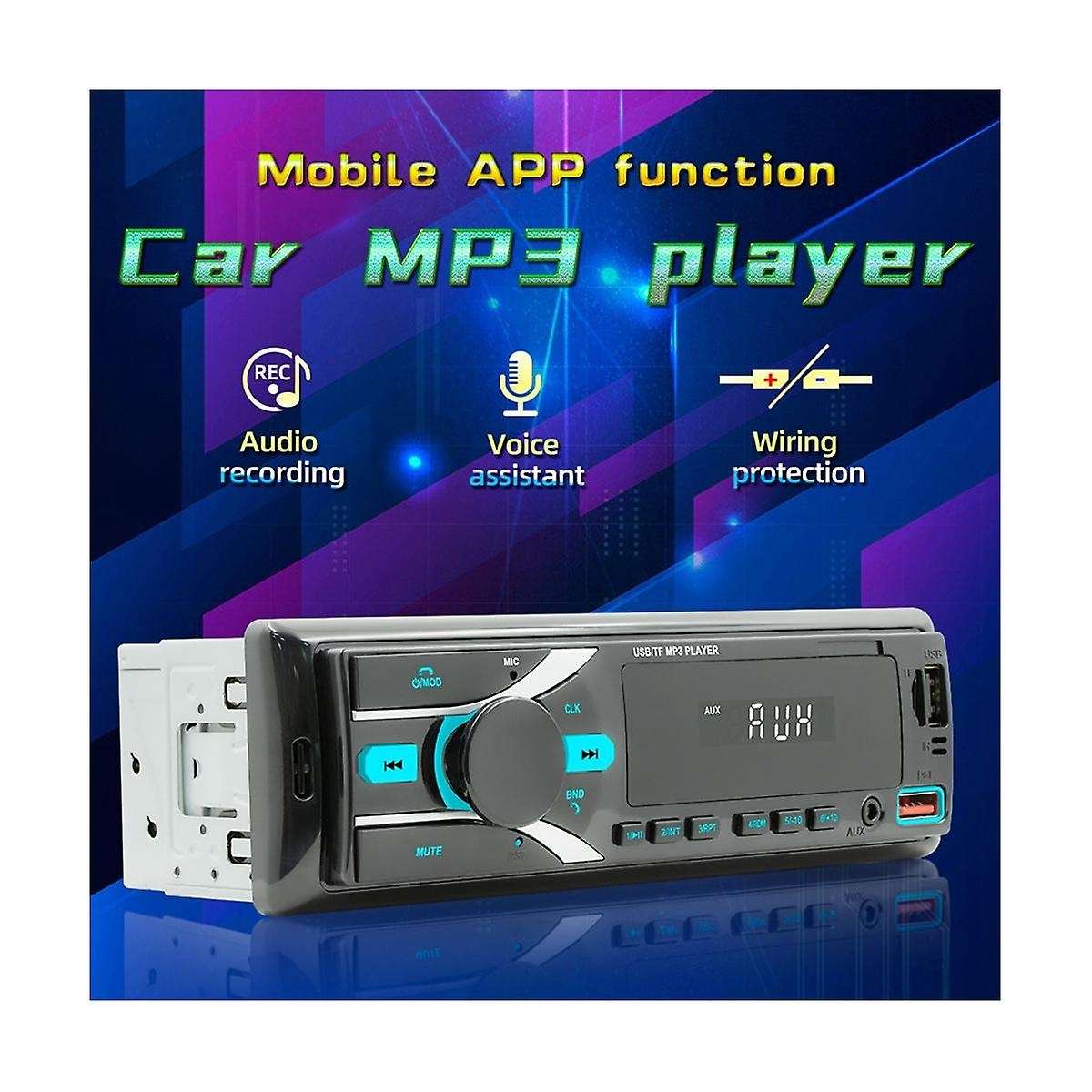 Auto Radio Car Stereo Bluetooth Single Din Mp3 Player with App Control Am Fm Radio Aux Input 2usb R