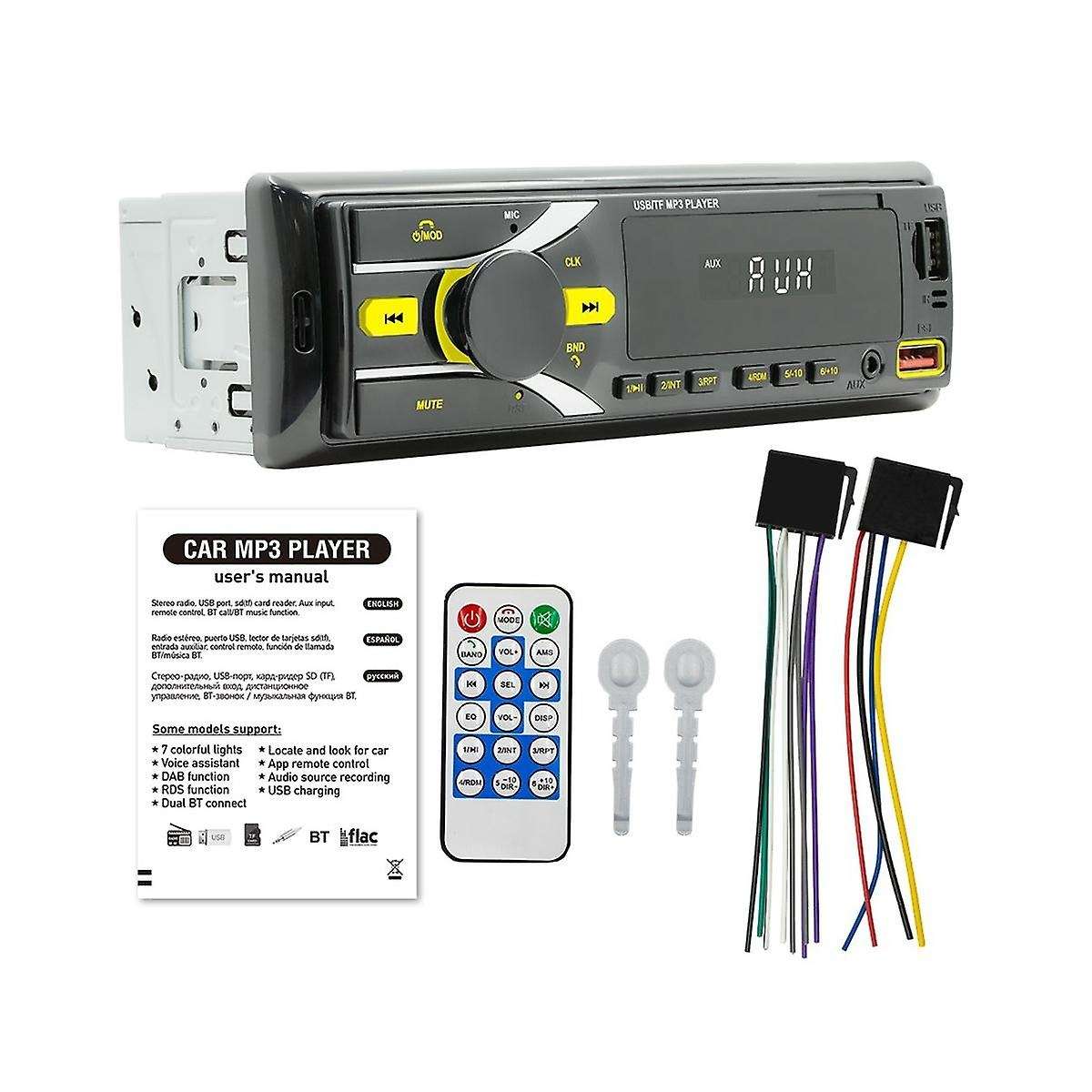 Auto Radio Car Stereo Bluetooth Single Din Mp3 Player with App Control Am Fm Radio Aux Input 2usb R