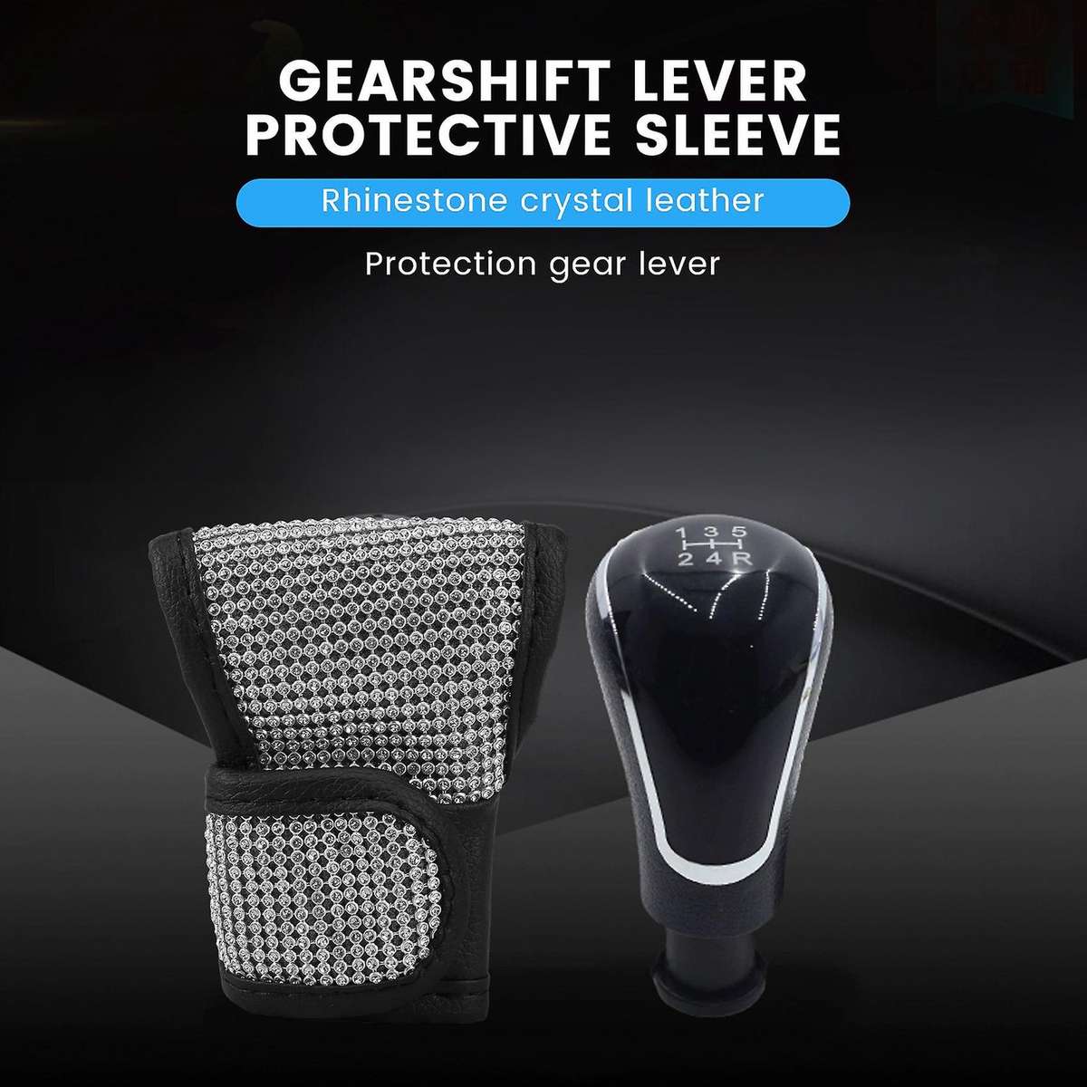 Auto Shift Cover, Luster Crystal Car Knob Stick Protector Diamond Car Decor Accessories for Women