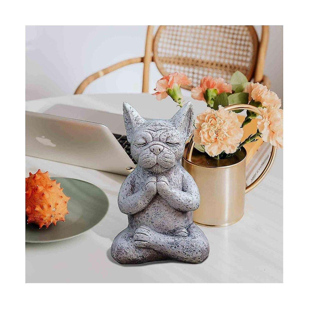 Meditating Dog Statue Buddha, French Bulldog Meditating Statue, Meditating Bulldog Resin Ornament,yo