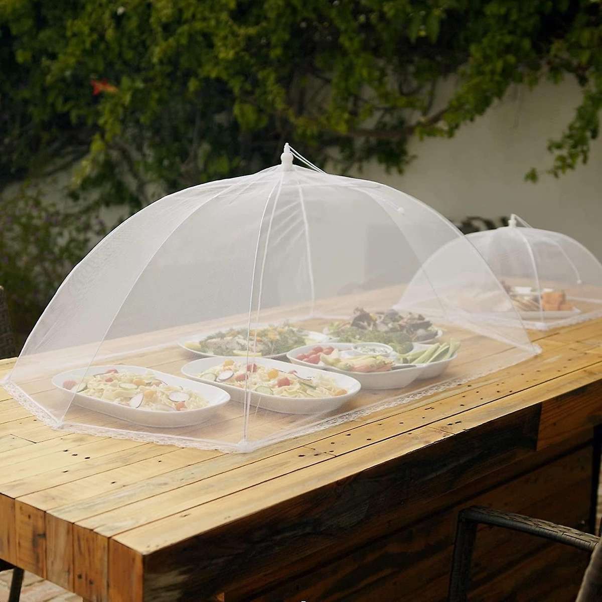 Mesh Food Cover Set,2 Jumbo(44x20inch)& 4 Large(17x17inch) Pop-up Food Tents/food Covers,reusable/c