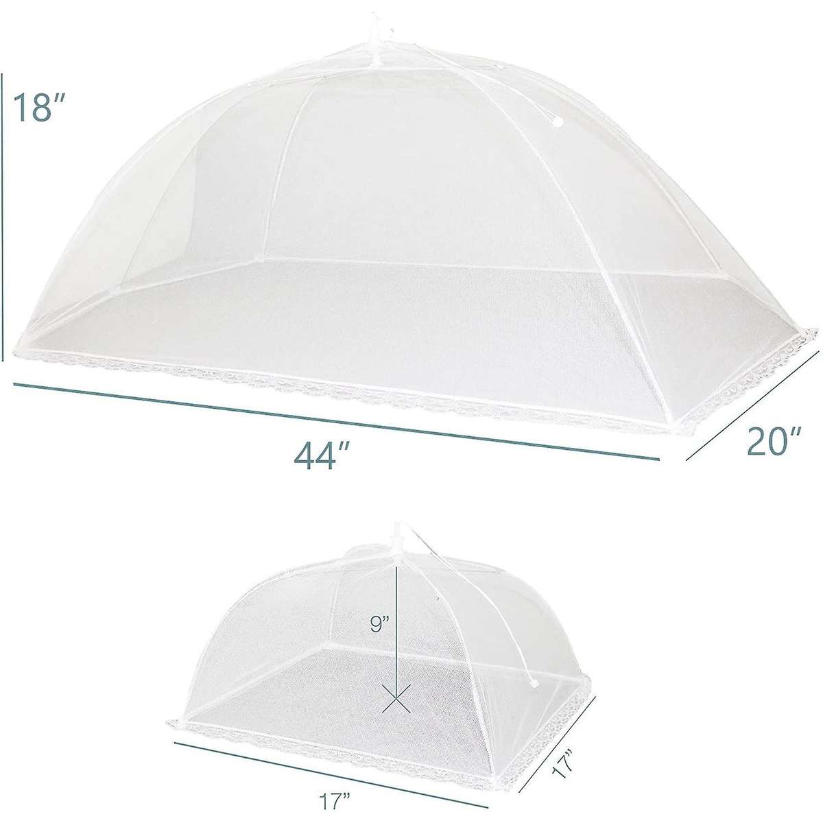Mesh Food Cover Set,2 Jumbo(44x20inch)& 4 Large(17x17inch) Pop-up Food Tents/food Covers,reusable/c