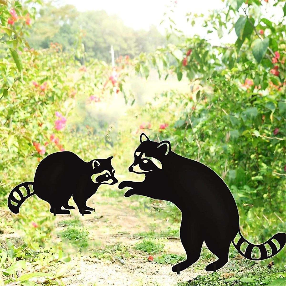 Metal Animal Garden Statues Stakes, Black Animal Silhouette Animals Decorative Garden Stakes,Outdoor