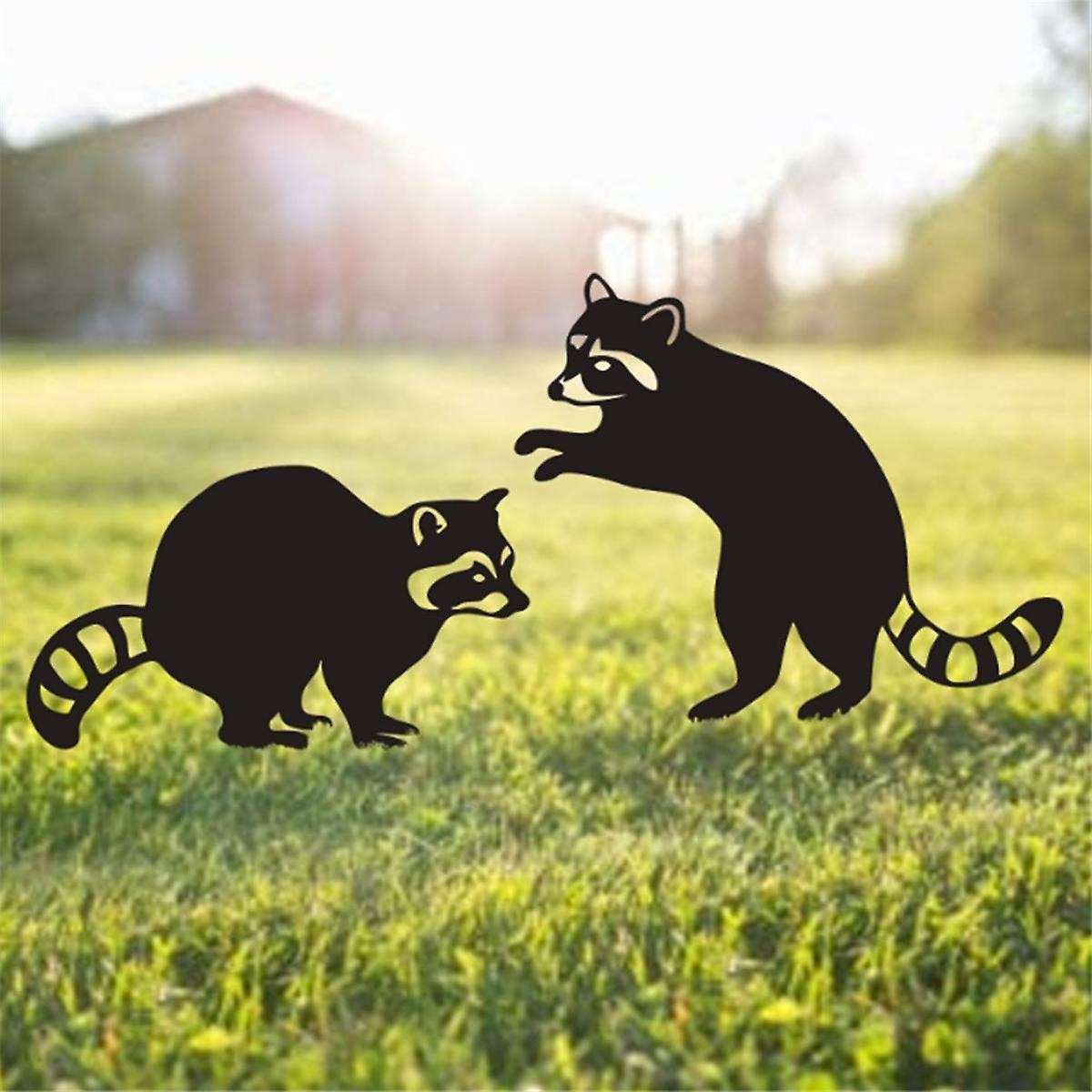 Metal Animal Garden Statues Stakes, Black Animal Silhouette Animals Decorative Garden Stakes,Outdoor