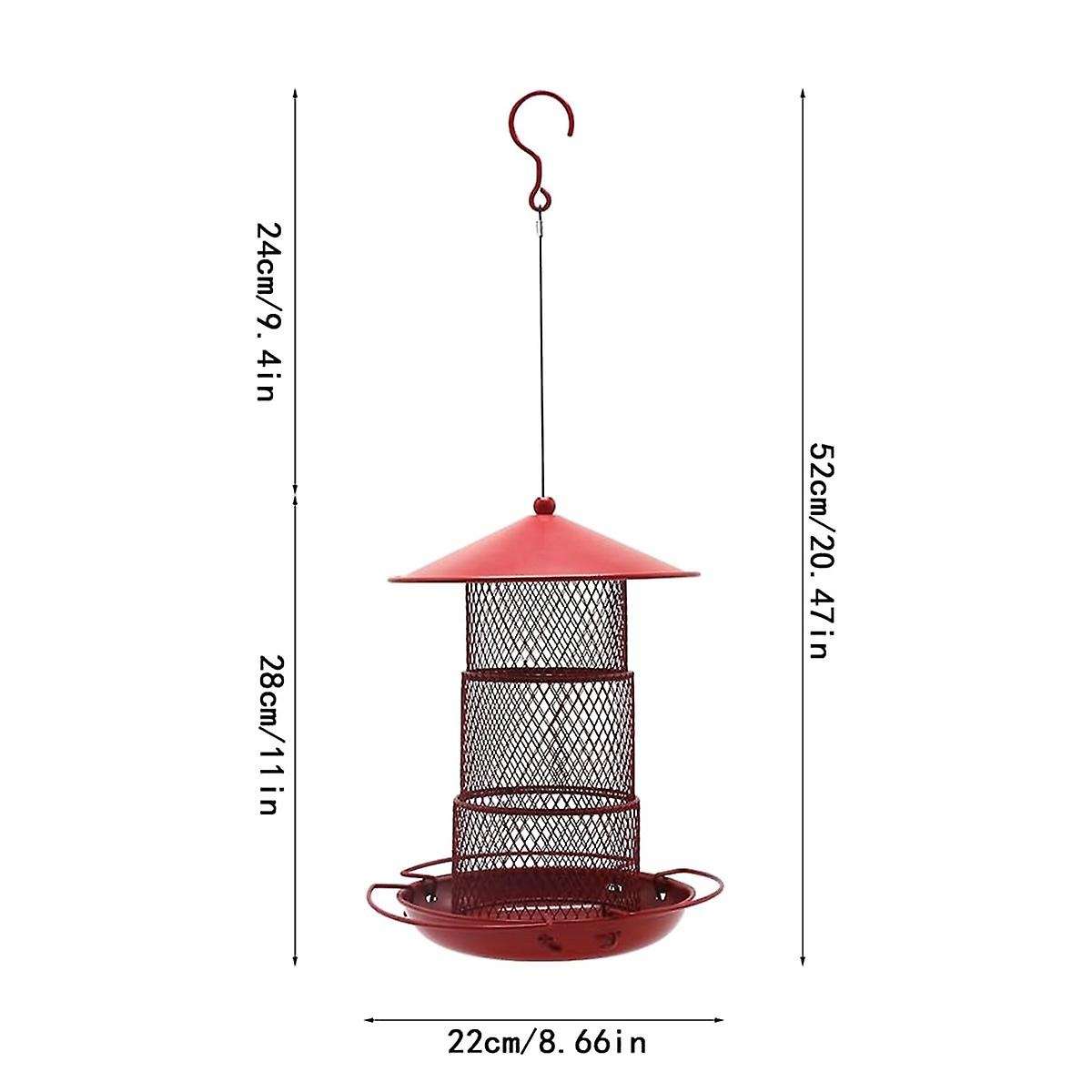 Metal Outdoor Bird Feeder Bird Food with Roof Container Courtyard Hanging Bird Feeder