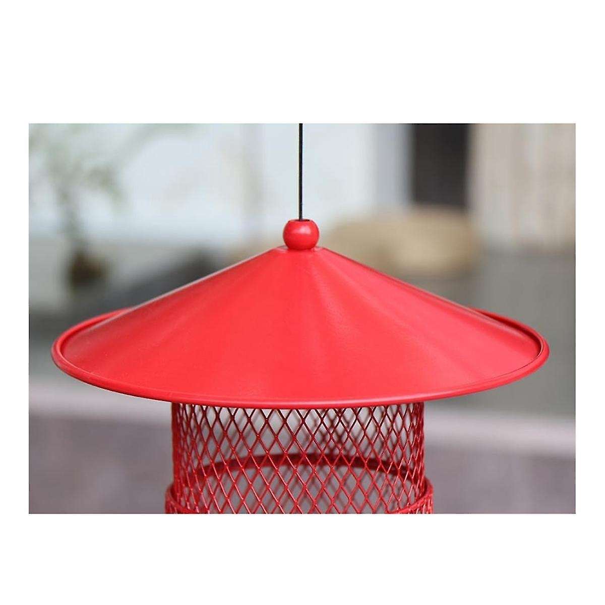 Metal Outdoor Bird Feeder Bird Food with Roof Container Courtyard Hanging Bird Feeder