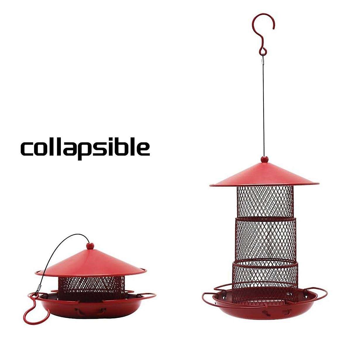 Metal Outdoor Bird Feeder Bird Food with Roof Container Courtyard Hanging Bird Feeder