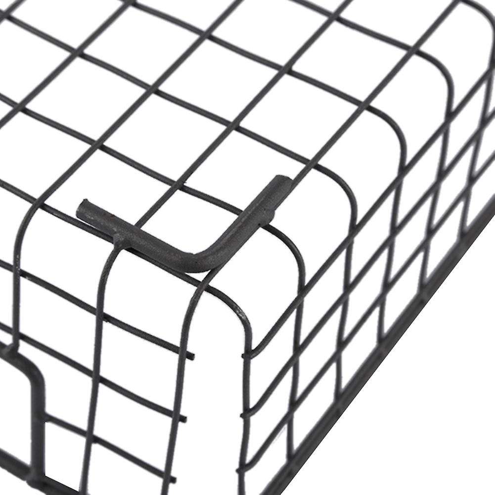 Metal Wire Storage Basket with Handle Wrought Iron Sundries Container Kitchen Black