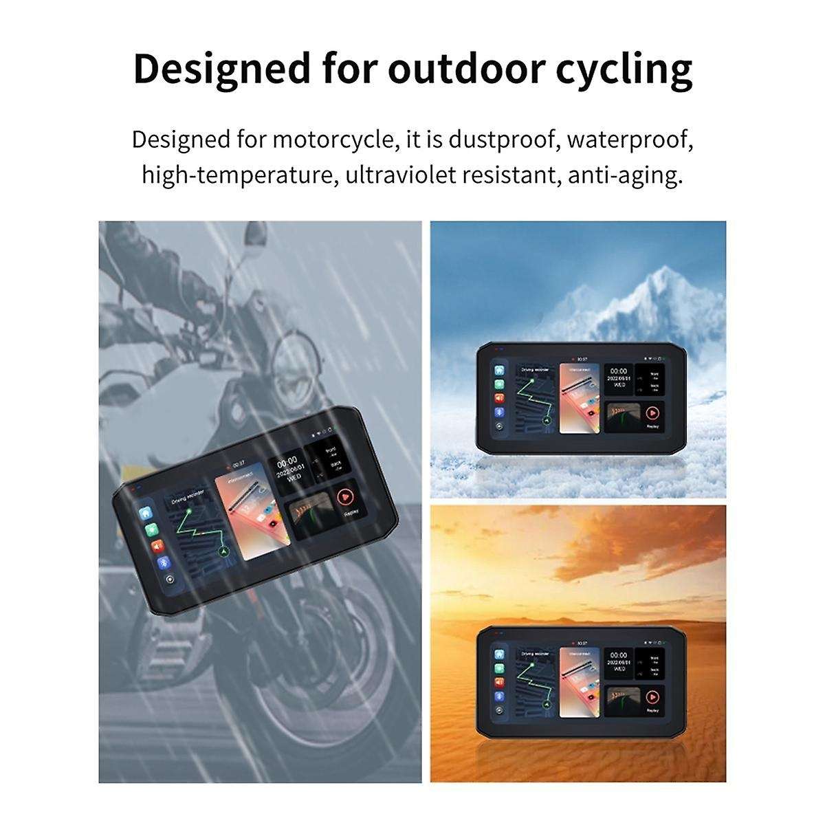 MG610 6.25inch Display Motorcycle Portable Navigator GPS WiFi Wireless CarPlay Android Auto Dual Cam