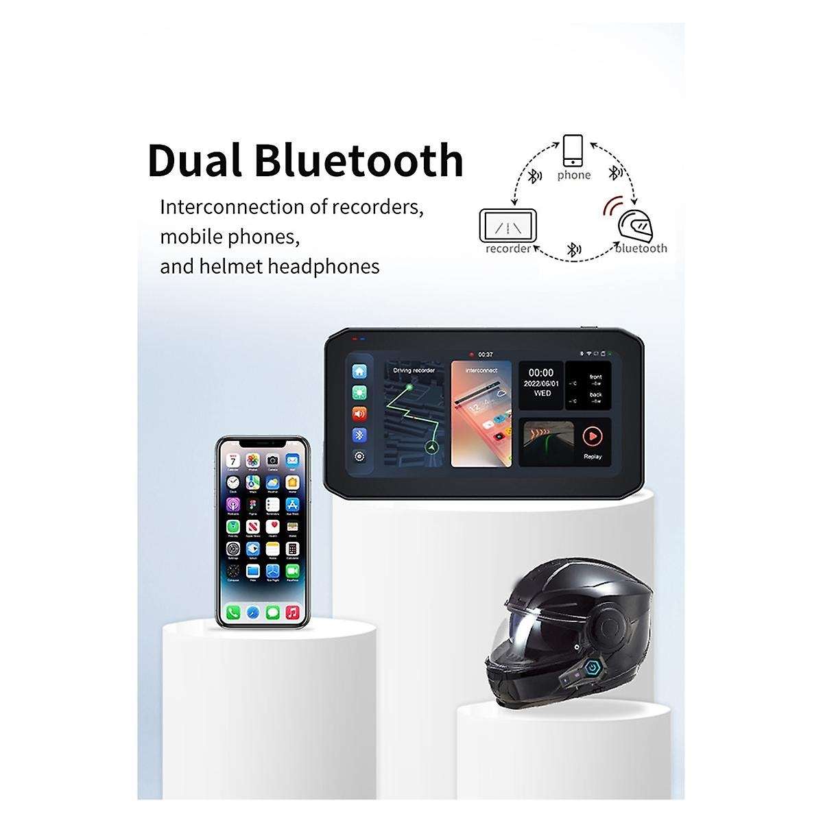 MG610 6.25inch Display Motorcycle Portable Navigator GPS WiFi Wireless CarPlay Android Auto Dual Cam