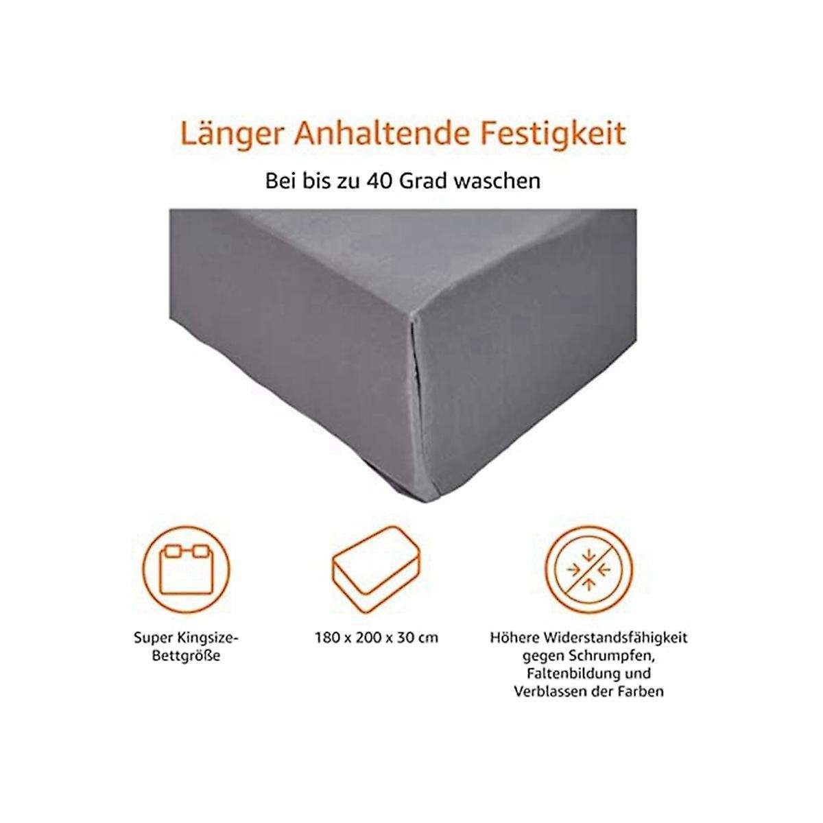 Microfiber , Fitted Sheet,dark Grey, 180 X 200 X 30 Cm