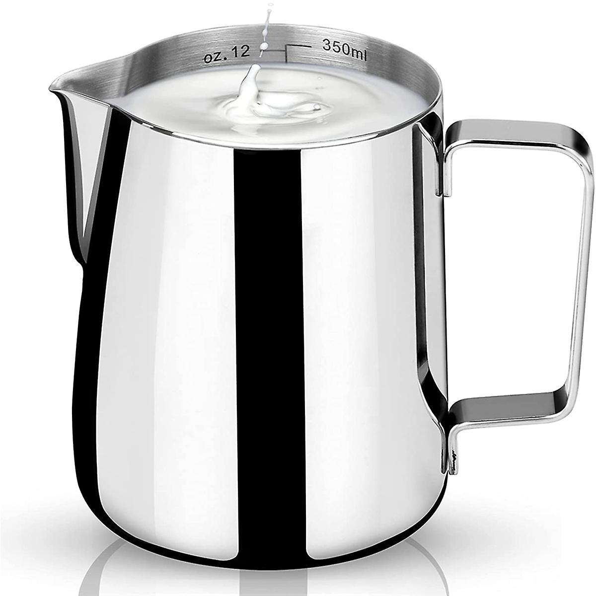 Milk Frothing Tank Stainless Steel Espresso Steaming Tank 12OZ/350ML for Espresso Machine Milk Froth