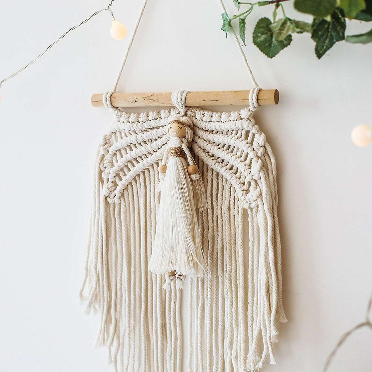 Mini Angel Wing Tapestry Boho Hand-Woven Pendant Macrame Wall Hanging Bohemian Craft Room Decor Dorm