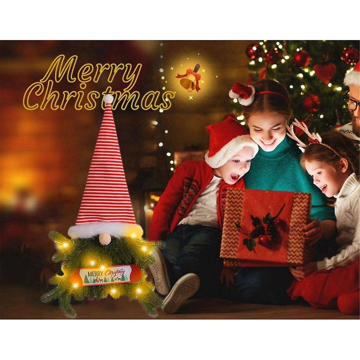 Mini Christmas Trees with String Lights, Holiday Gnome Christmas Decorations for Christmas Decor Ho