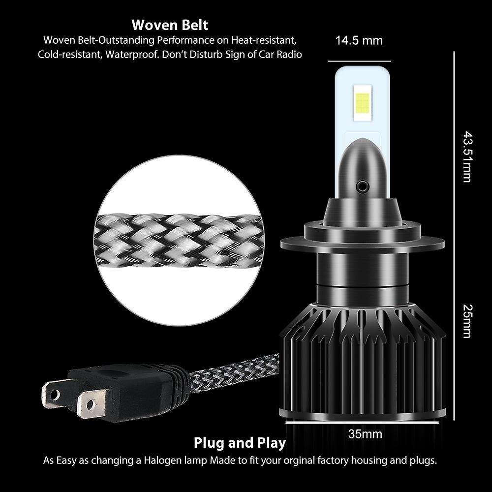 Mini LED Car Headlight Bulb 12000LM 6500K H13 H27 880 HB3 HB4 9007 Running Auto head light lamp H7