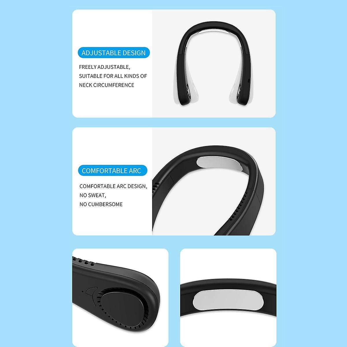 Mini Neck Fan Portable Bladeless Fan Rechargeable Leafless Hanging Fans Air Cooler Wearable Neckband