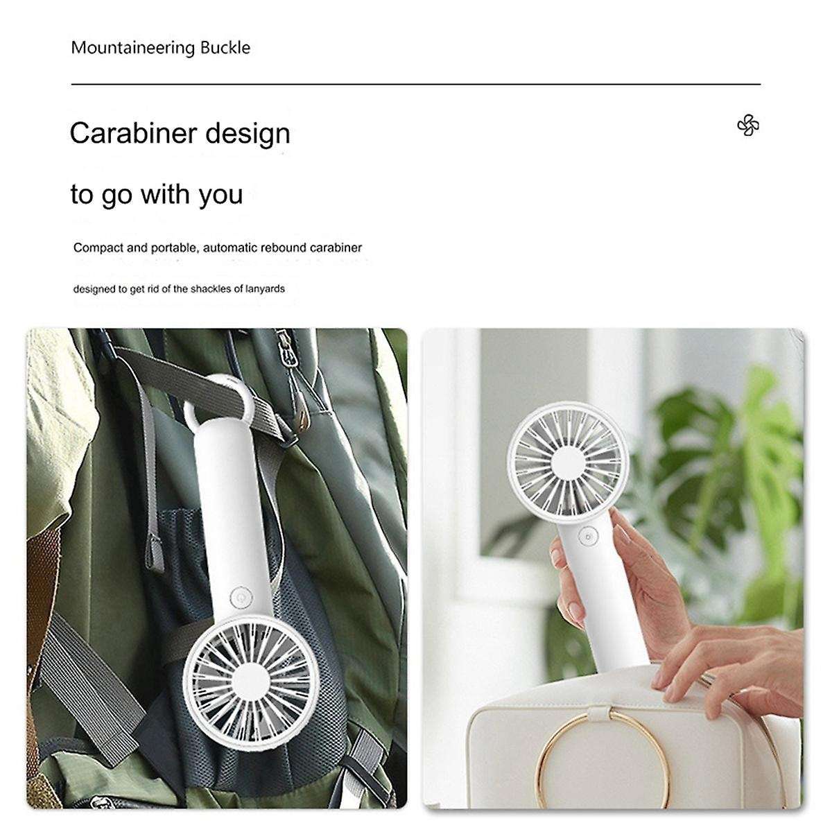 Mini Portable Fan, Powerful Handheld Fan, USB Rechargeable Fan for Travel Indoor Outdoor White
