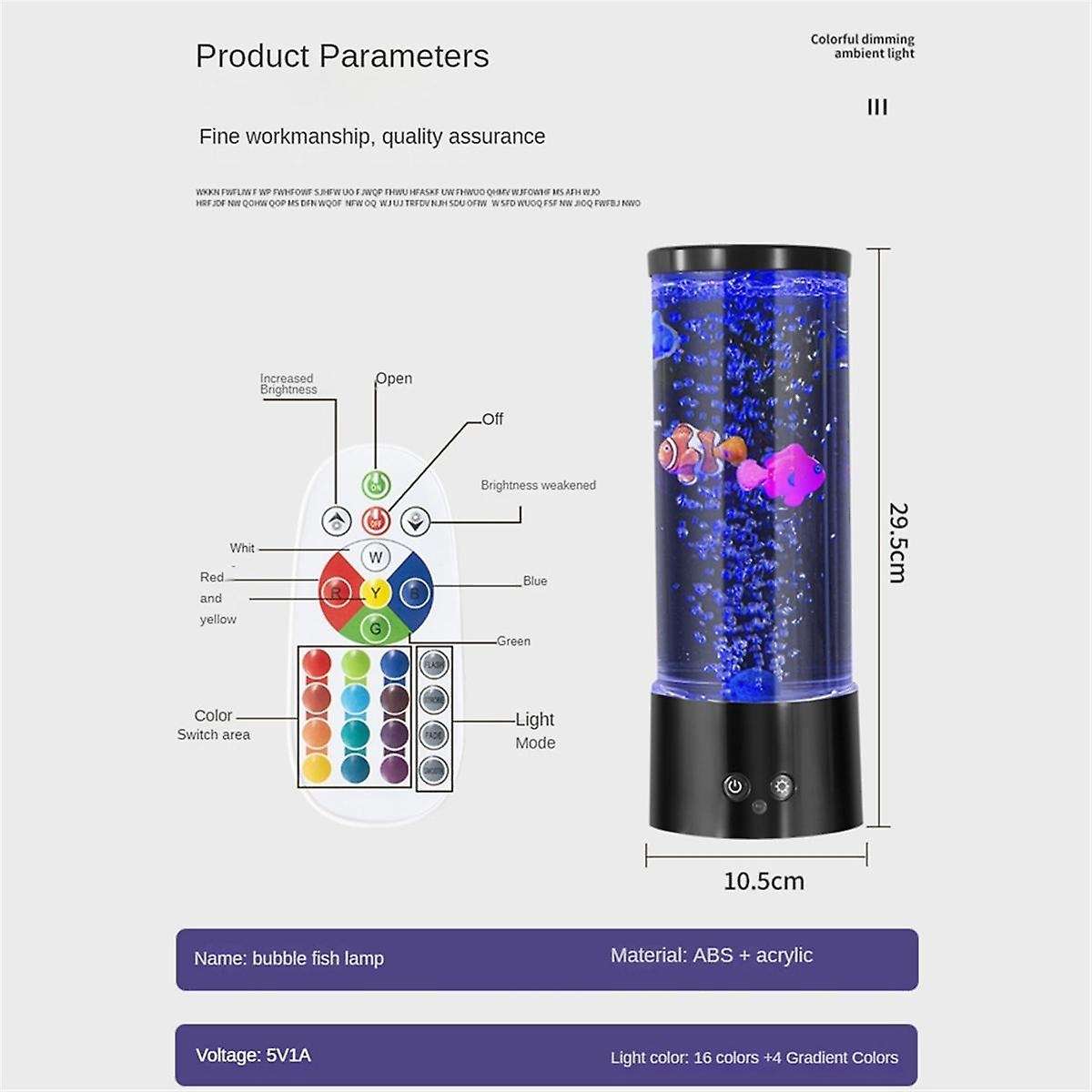 Mini Rgb Bubble Fish Lamp Fish Tank Aquarium Lamp with Remote Control Lava Lamp Coloured Mood Light