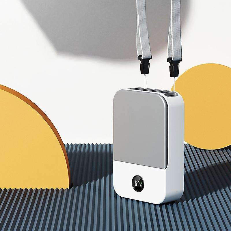 Mini Waist Clip On Fan with Display Compatible Outdoor Camping(white)