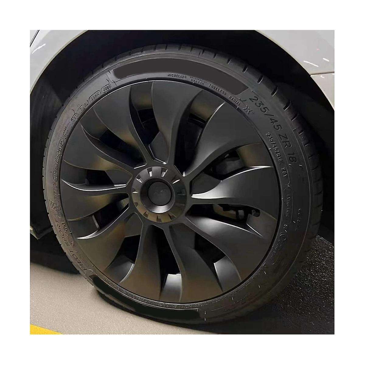 Model 3 Wheel Cover 18 Inch, Hub Cap Full Cover Replacement Accessories for - Black (left)
