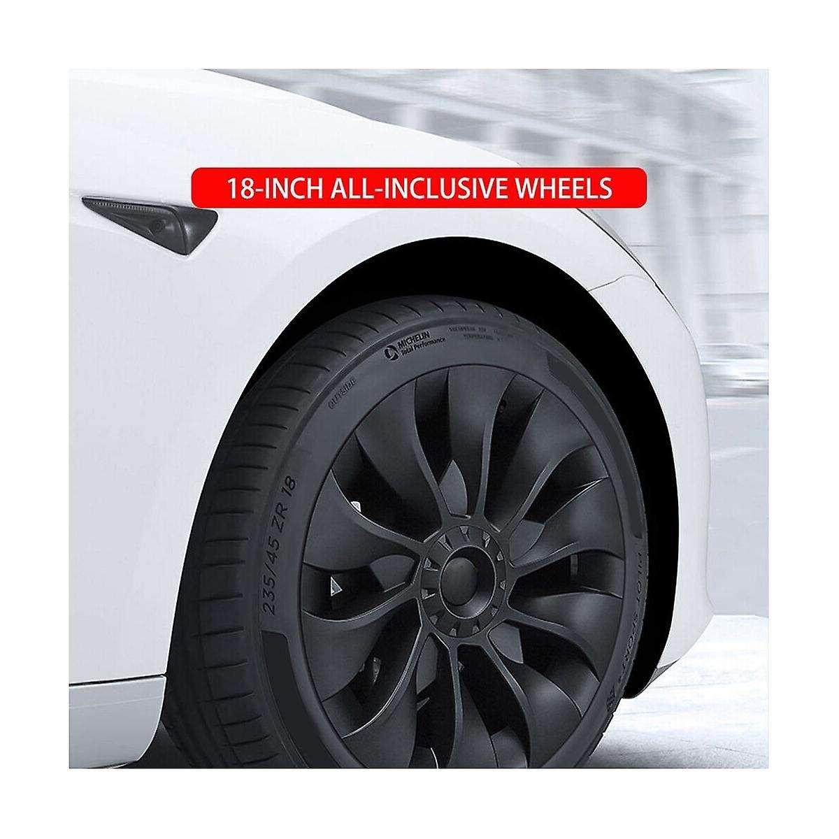 Model 3 Wheel Cover 18 Inch, Hub Cap Full Cover Replacement Accessories for - Black (left)