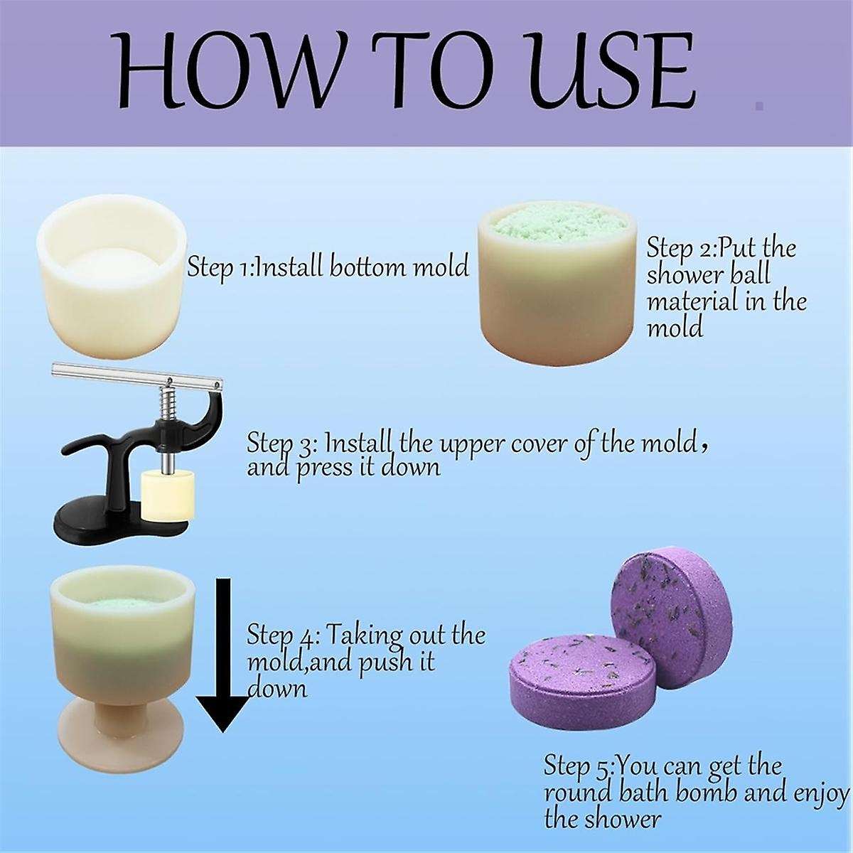 Mold Kit with A Set of Molds Shower Steamers Press,Shower Bomb Tools Mold & Bath Press for DIY Makin