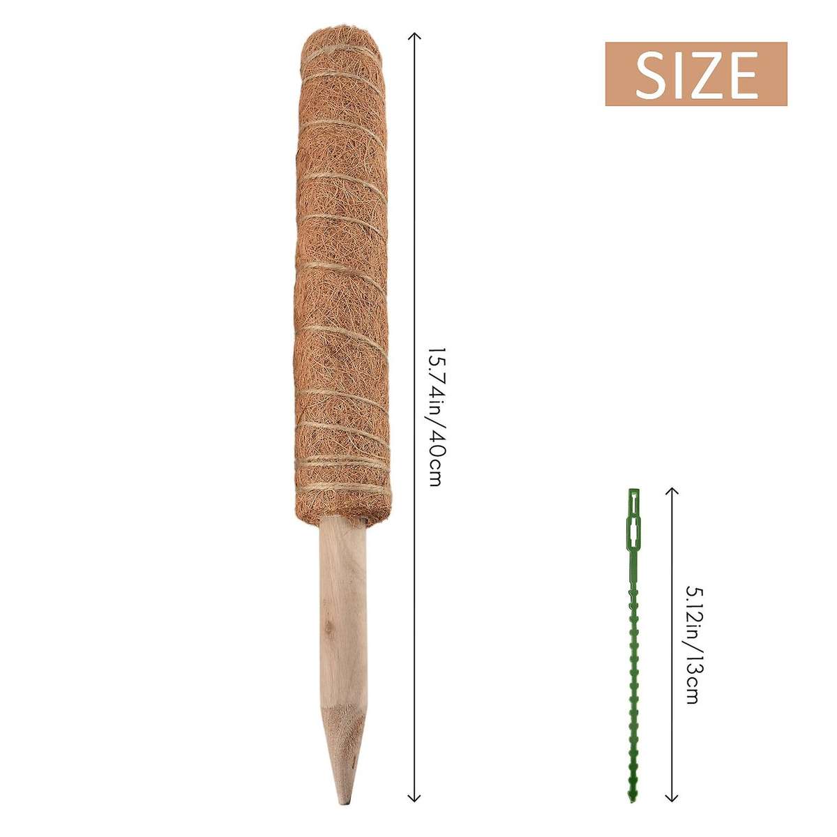 Moss Pole 40cm Moss Pole for Cheese Plant, Stackable Moss Stick and Ties, Coir Plant Support Indoor