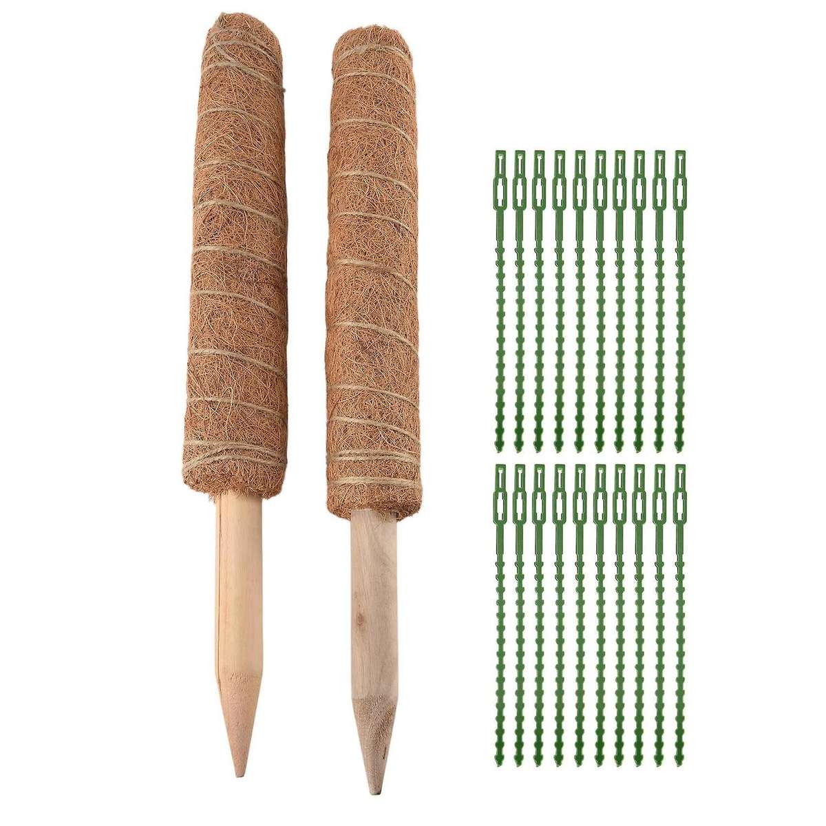 Moss Pole 40cm Moss Pole for Cheese Plant, Stackable Moss Stick and Ties, Coir Plant Support Indoor