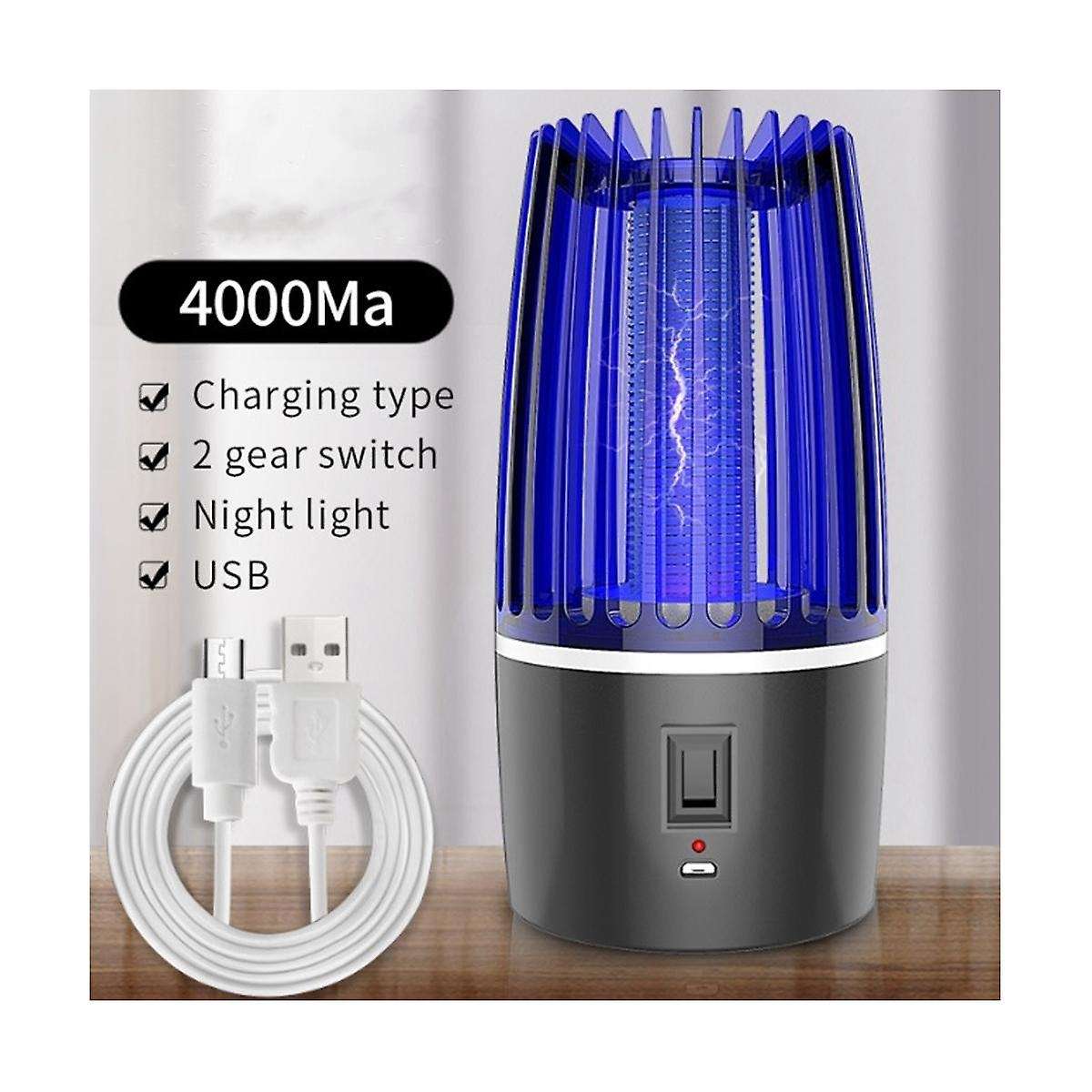 Mosquito Lamp Trap, Electric -4000mah Usb Rechargeable Portable Bug Zappers&night Light /camping